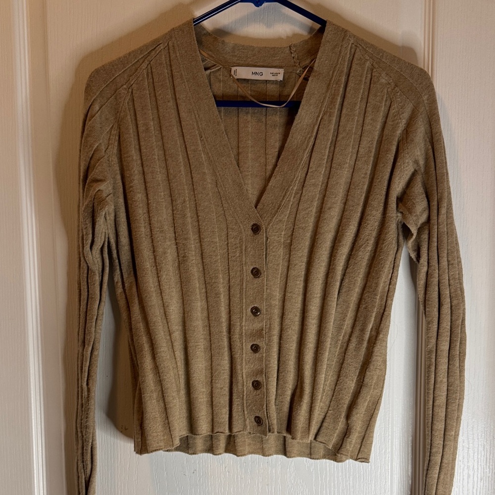 MANGO MNG Tan Cardigan Sweater